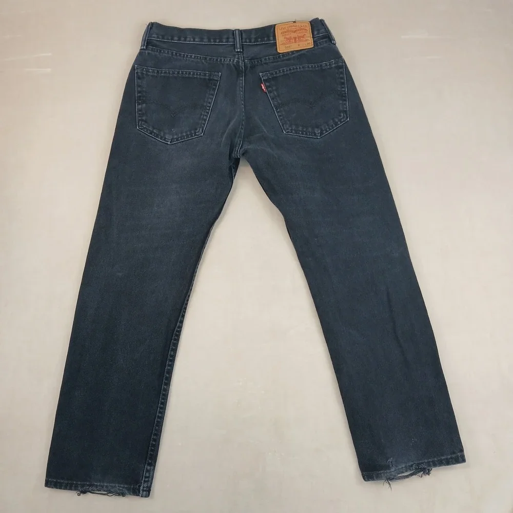 Vintage Levis 505 32x28 Mens Jeans Faded Black‎ FLAWS City Straight Grunge